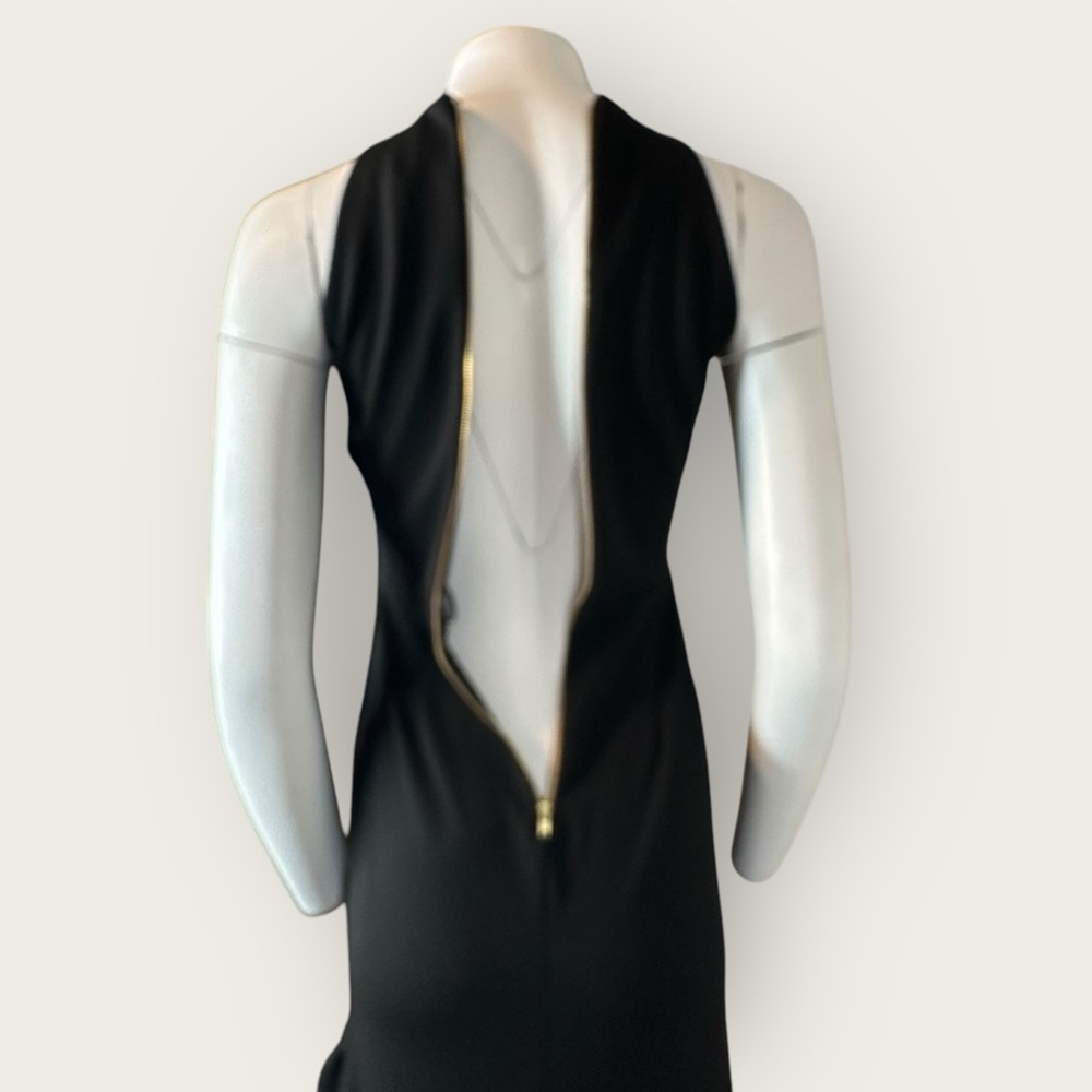 NWT | Betsy & Adams | Ruffle Halter Crepe Gown | Black | Size 2 - Picture 5 of 15